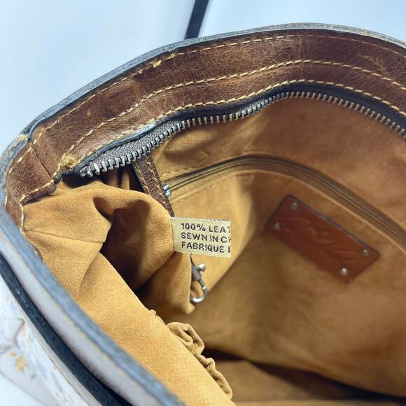 Patricia Nash Leather Poppy Tote Mini Meadows Floral‎ Print Brown Trim Tassels - Picture 13 of 14